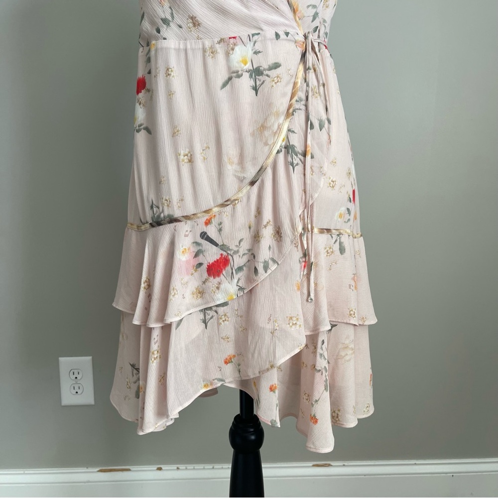 ALLSAINTS | Ari Kora Dusty Pink Floral Print Wrap Dress Sz 4 - Picture 4 of 11